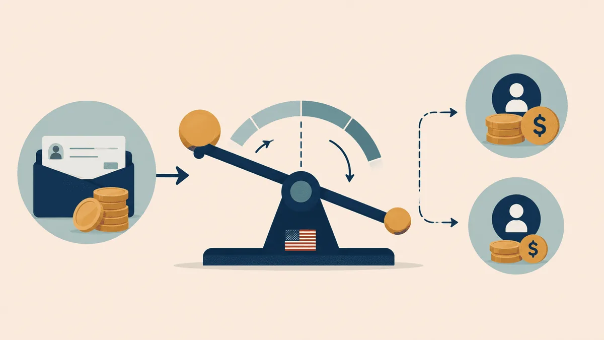 Illustration of a lever balancing payment amount against income, representing income-driven repayment plans